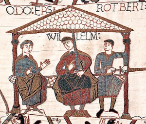 Count Robert de Mortain (to the right of William the Conqueror) was Tenant-in-Chief of Bickleigh in 1086. Taken from Bayeux Tapestry